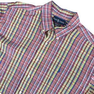 Ralph Lauren Mens XL Shirt Multicolor Plaid Long Sleeve Button Down Classic Fit